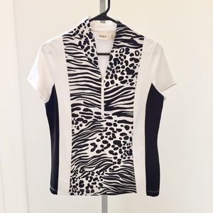 CHICOS GOLF SHIRT TOP ZIP ZEBRA Z ENERGY NICE!